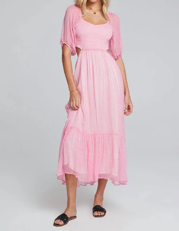 Fashion Sale Floral Style Lyla Midi Dress In Bubble Gum