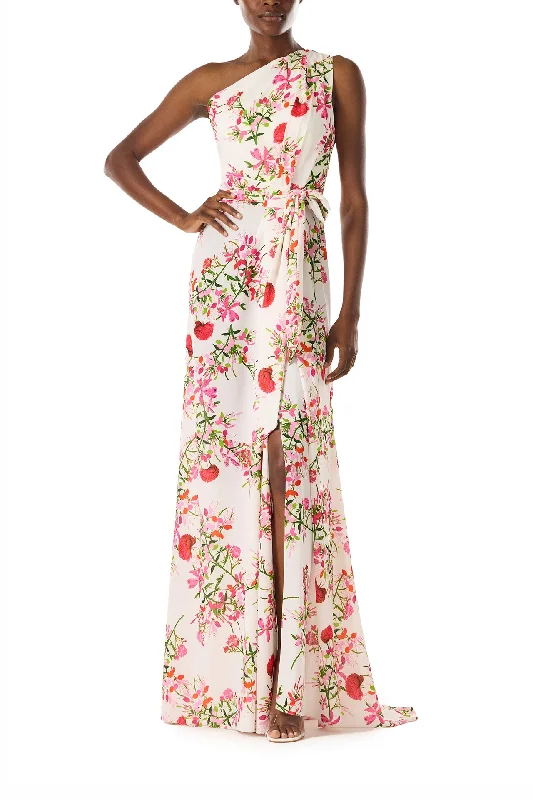 Chic Trends Unveiled Coastal Beach - Inspired Style One Shoulder Floral Gown