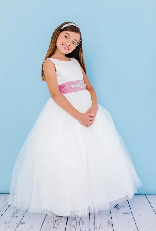 Cool Prices Boho Chic Rosebuds 5123 Size 4 Ivory Long Ballgown Flower Girl Dress Satin Sash First Communion