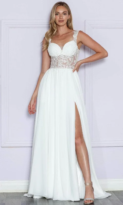 Shop The Hottest Deals Minimalist Elegant Poly USA 9376 - Illusion Embroidered Sweetheart Prom Dress