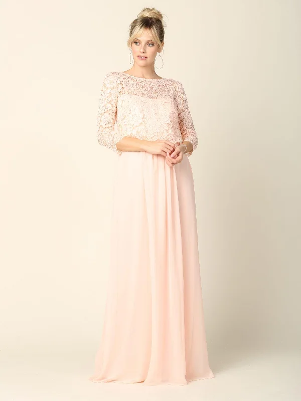 Huge Discounts This Week Feminine Allure Long 3/4 Sleeve Mother of the Bride Chiffon Dress Sale