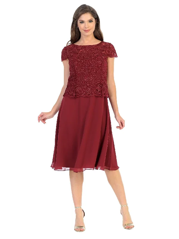 Elevated Casual Discounts Vintage Elegance Short Sleeve Mother of the Bride Cocktail Dress