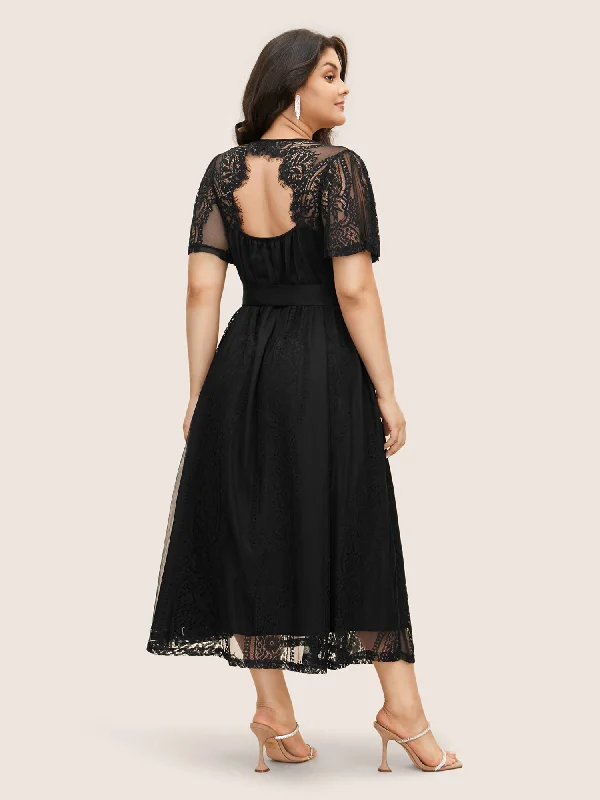 Absurdly Cheap Sale Contemporary Chic Crochet Lace Mesh Backless Maxi Dress