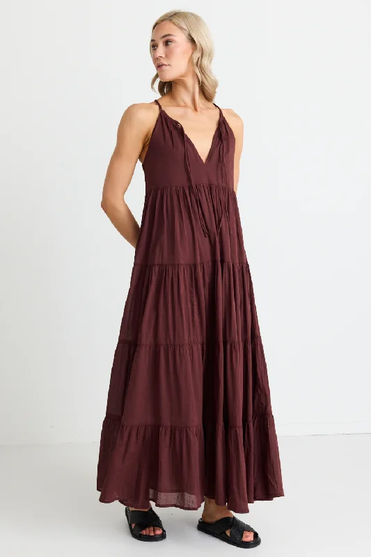 Urban Fashion Classic Appeal Affair Rosewood Strappy Tiered Maxi Dress