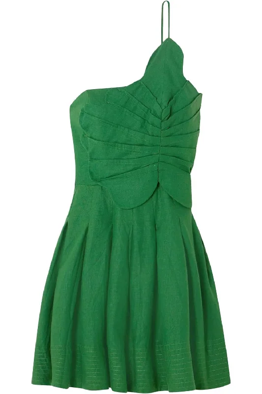 Holiday Attire Sale Statement Piece FARM Rio Women's One Shoulder Lea Mini Dress, Green