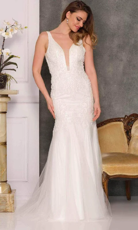 Relaxed Style Deals Feminine Grace Dave & Johnny Bridal A10382 - Deep Neckline Bridal Gown