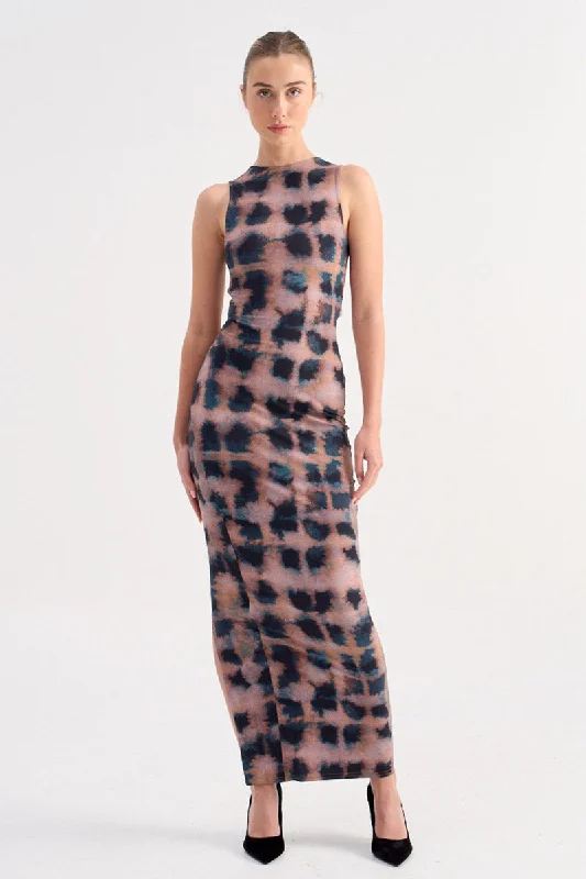 Style Without Limits Formal Outfit Shibori Sleeveless Reversible Twist Front Maxi