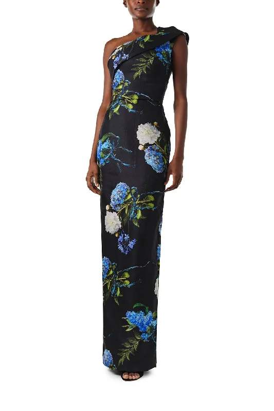 Unleash Your Style Chic Urban Fashion Look One Shoulder Floral Column Gown