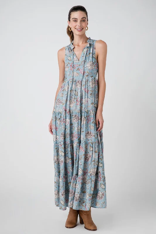 Best-Sellers Parisian Effortless Chic Style Pinch Sleeveless Tiered Maxi Dress