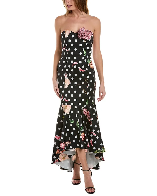 Seasonal Clearance Soft Textures Marchesa Notte Strapless Polka Dot Midi Dress