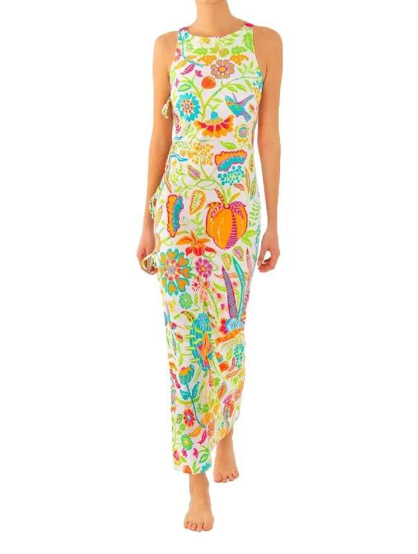 Limited Time Offers Sleek Design Jersey Side Tie Midi Dress in Hummingbird Heaven