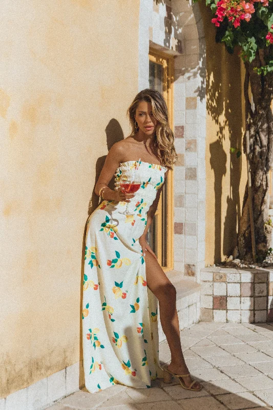 Casual Chic Seasonal Trend Mikaela Maxi Dress - Lemon Print