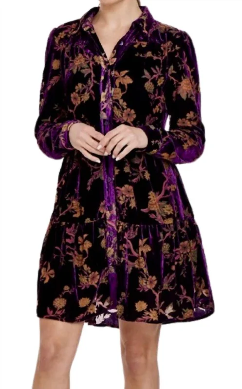 Limited Stock, Big Sale Today Only Katie Midi Dress In Imperial Purple Flower