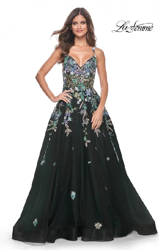 Holiday Glam Great Deals on Ethnic Cultural Wear La Femme 32023 Multi Sequin Floral Tulle Gown