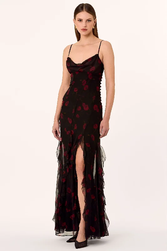 Luxury Fashion Luxury Comfort Kamila Gown - Poppy Floral Black