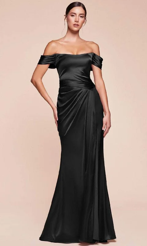 New Styles Just In Floral Style Ladivine 7452 - Satin High Slit Long Gown