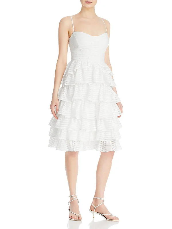 Fashionista Favorites Feminine Elegant Womens Panel Ruffled Midi Dress