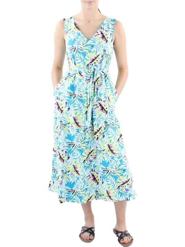 Valentine's Special Seasonal Trend Womens Linen Sleeveless Midi Dress