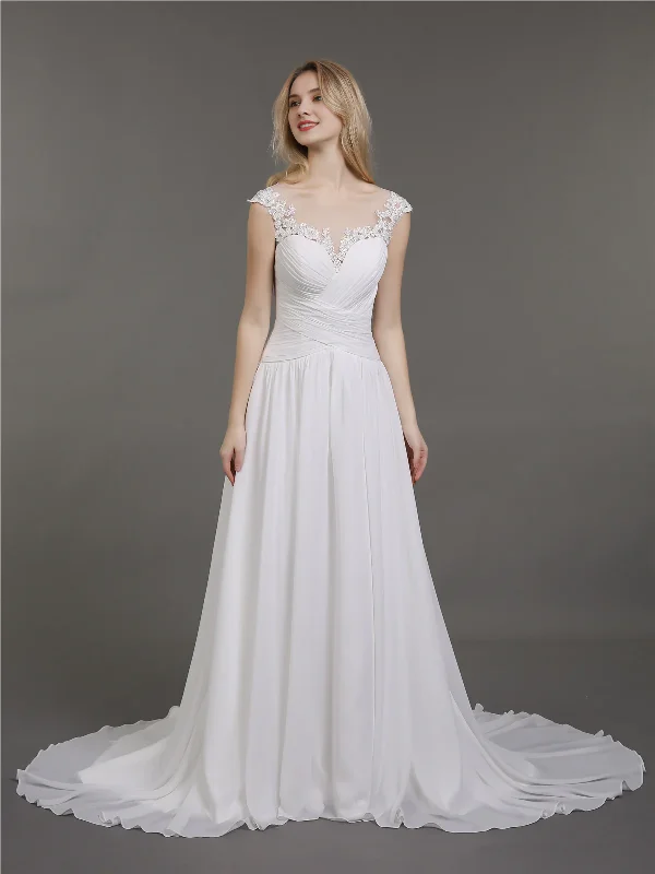 Essentials On Sale Classic Appeal Chiffon lace applique bridal dress