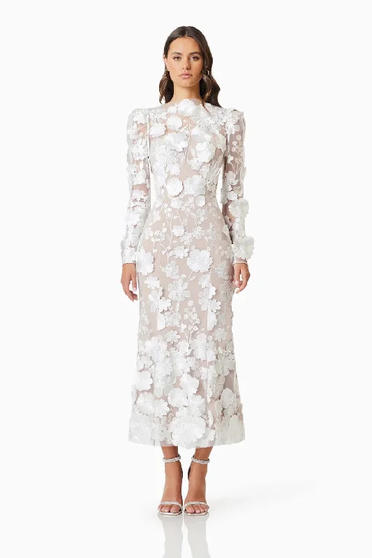 Clearance Sale, All Cheap Dreamy Aesthetic Shannon Floral Midi Dress - White