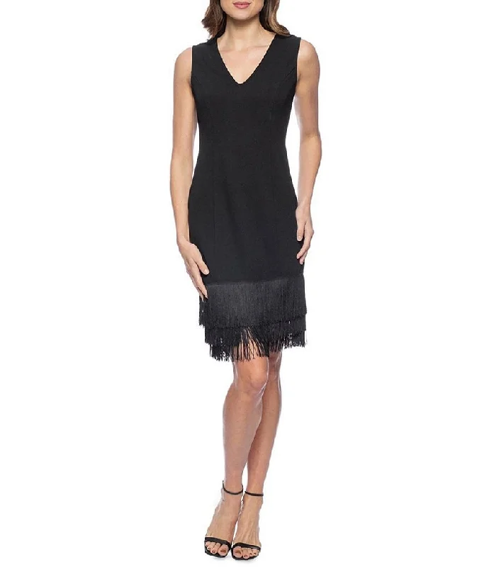 Limited Styles Chic Sophistication Marina  Short Fringe Trim Sleeveless Dress