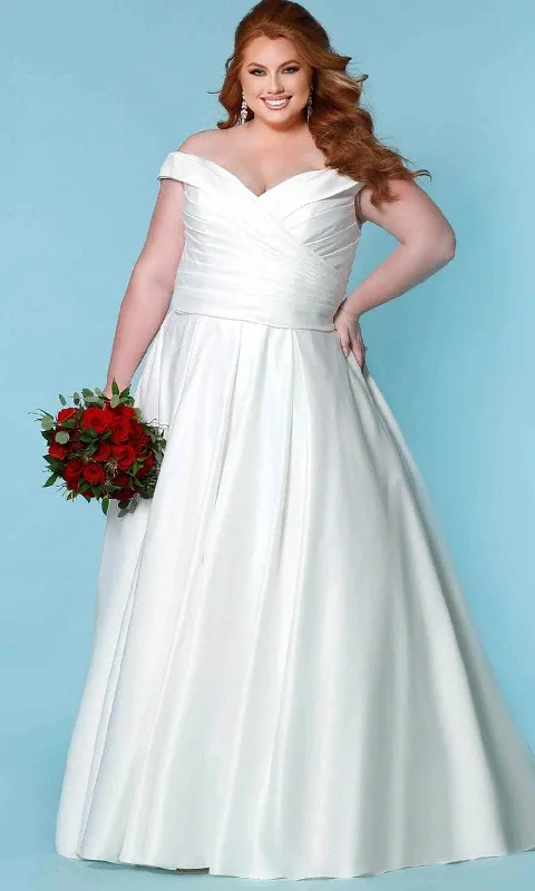 Classic Chic Deals Dreamy Draping Sydney's Closet Bridal - SC5257 Off Shoulder Satin Bridal Gown