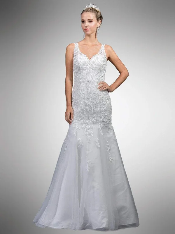 Trend Leading Collection Contemporary Elegance Dancing Queen Bridal - A7001 Sleeveless Beaded Lace Trumpet Gown