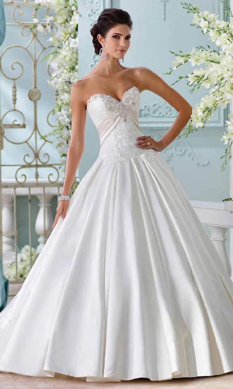 Don't Miss Out Seasonal Trend Mon Cheri - Strapless Sweetheart Beaded Lace Satin Ballgown 116200