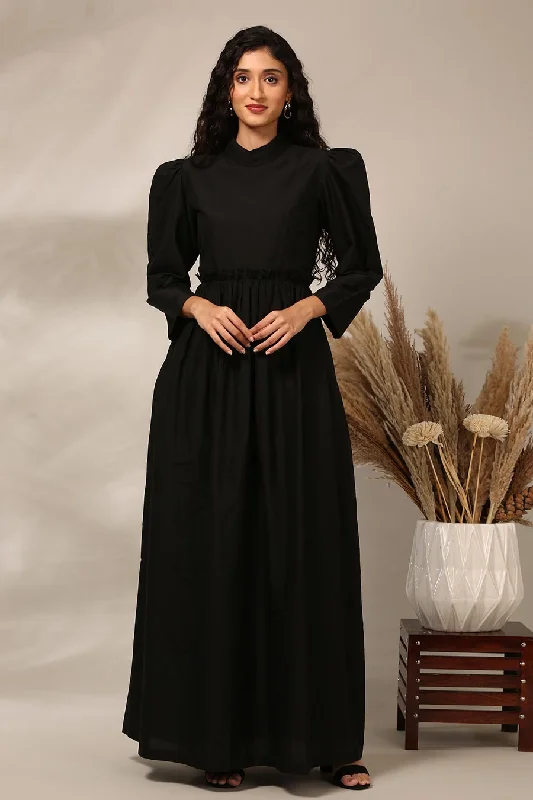 The Good Stuff Graceful Movement Black Gathered Gown Dress