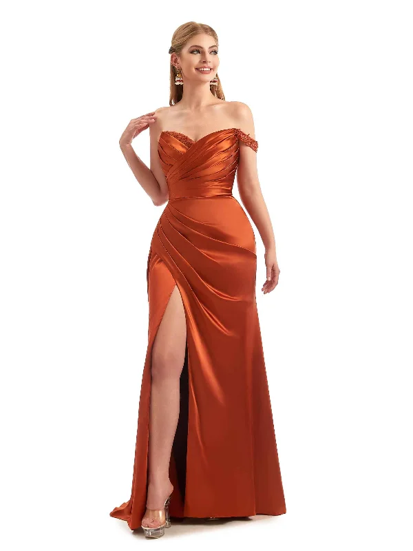 Daily Deals Timeless Elegant One Shoulder Lace Strap Mermaid Satin Unique Long Wedding Guest Dresses