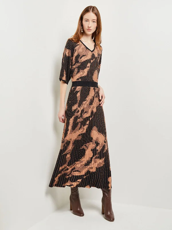 Elevated Casual Discounts Dreamy Aesthetic Batwing Sleeve Soft Jacquard Knit Midi Dress