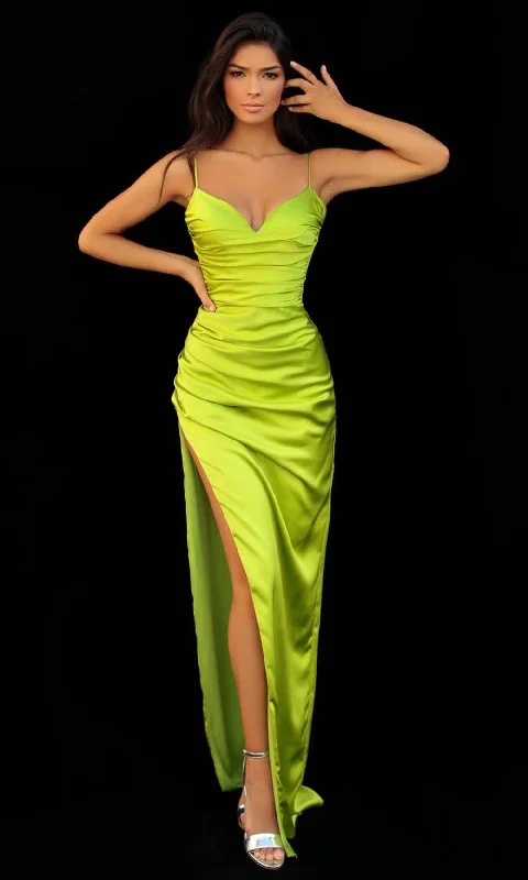 Fresh Fashion Discounts Chic Urban Fashion Look Tarik Ediz - 51151 Draped Satin Gown With Slit