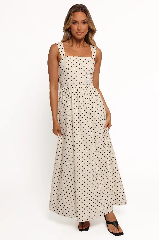 Fashion Essentials Charming Silhouette Jenni Maxi Dress - White Polka Dot