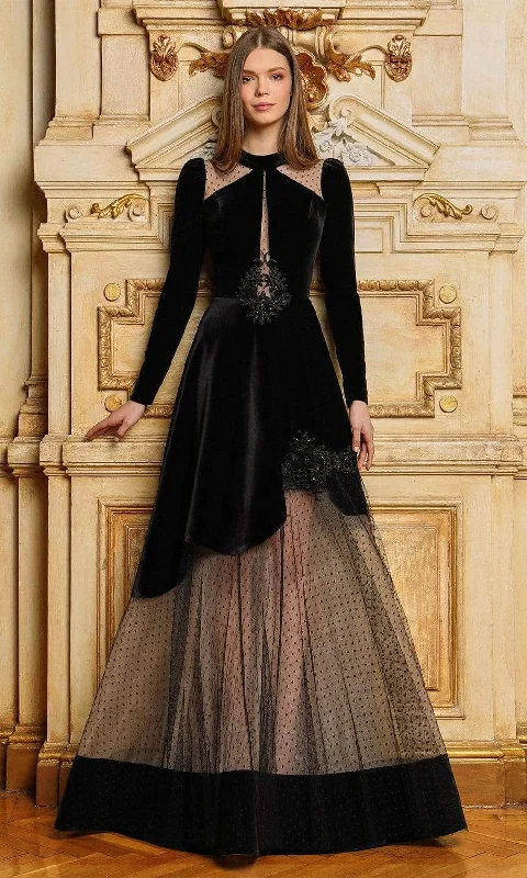 Exclusive Deals Online Formal Outfit Cristallini SKA1113 - Long Sleeve A-Line Evening Dress