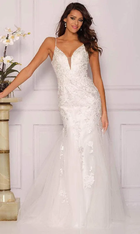 Casual Chic Casual Chic Dave & Johnny Bridal A10474 - Plunged V-Neck Bridal Gown