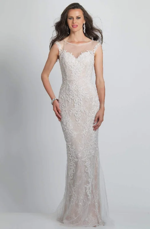 Limited Time Offers Casual Chic Dave & Johnny - A8442W Illusion Bateau Embroidered Sheath Gown