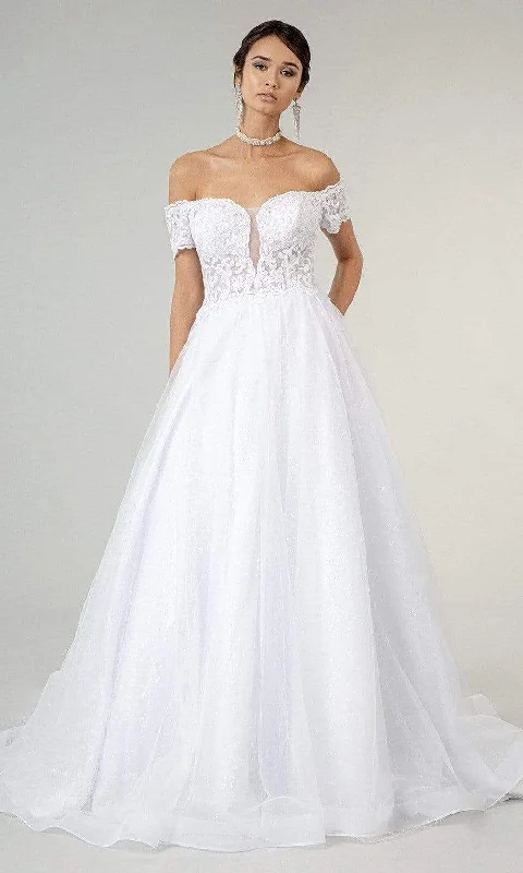 Season Offer Flash Sale GLS by Gloria - GL1936 Off Shoulder A-Line Bridal Dress