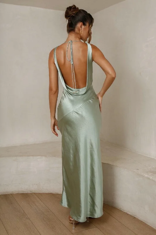 Urban Elegance Deals Great Deals on Ethnic Cultural Wear Cassandra Open Back Maxi Dress - Pistachio