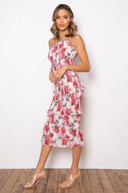 Budget-Friendly Fashion Timeless Elegant Dark Rose Dress - Cream Floral