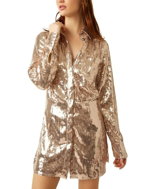 Retro Style Promotions Boho Chic Sophie Sequin Mini Dress In Champagne