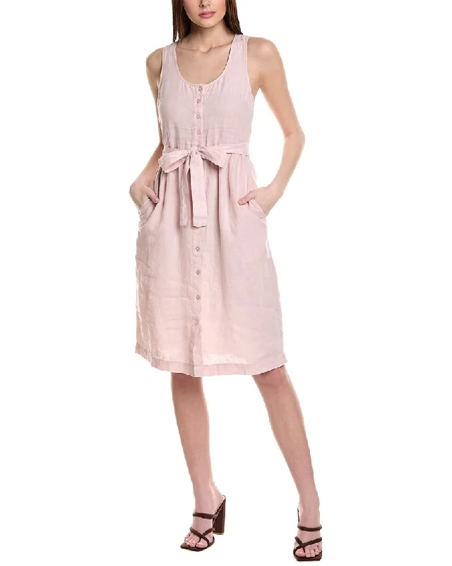 Everyday Elegance Sale Minimalist Chic Michael Stars Lulu Button-Down Linen Midi Dress