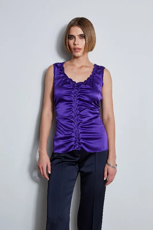 Inspired By You, Designed For You Summer Fashion Silk Satin Braid Ruched Top