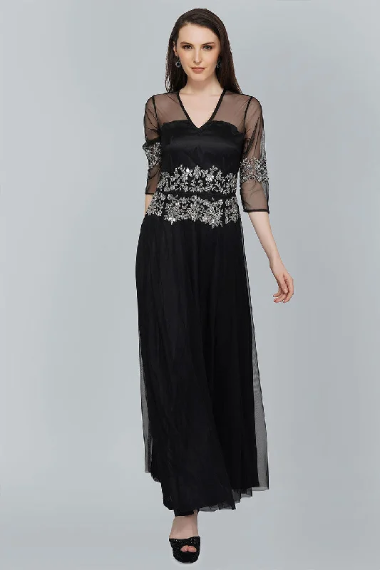 Stupidly Low Prices Refined Simplicity Embellished Black Gown Dress