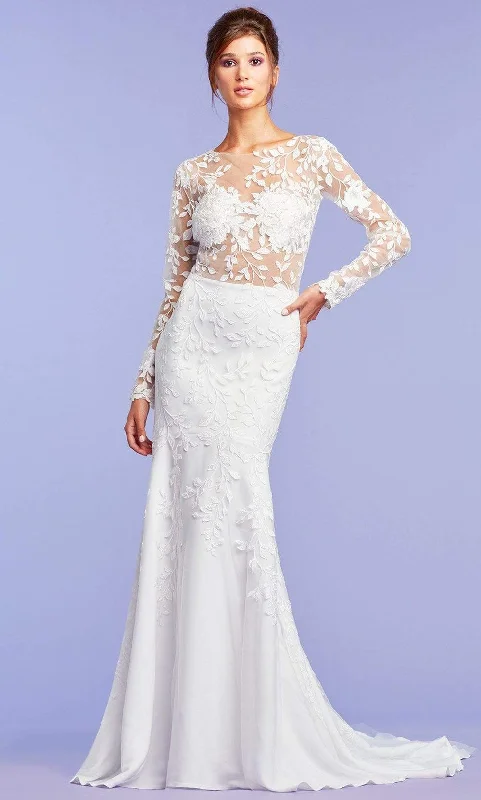 Stupidly Low Prices Chic Sophistication Tadashi Shoji - Holden Long-Sleeve Illusion Gown