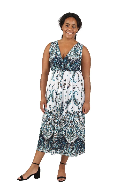 Inspired By You, Designed For You Summer Fashion La Cera Plus Size Paisley Printed Sleeveless Long Dress