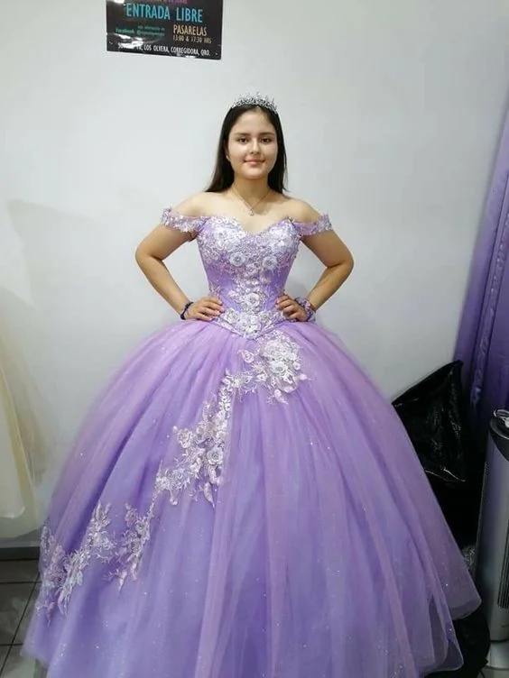 Fall Sale, Prices Drop Big Savings on Minimalist Office Styles Off the shoulder lilac ball gown, sweet 16 dress  S26906