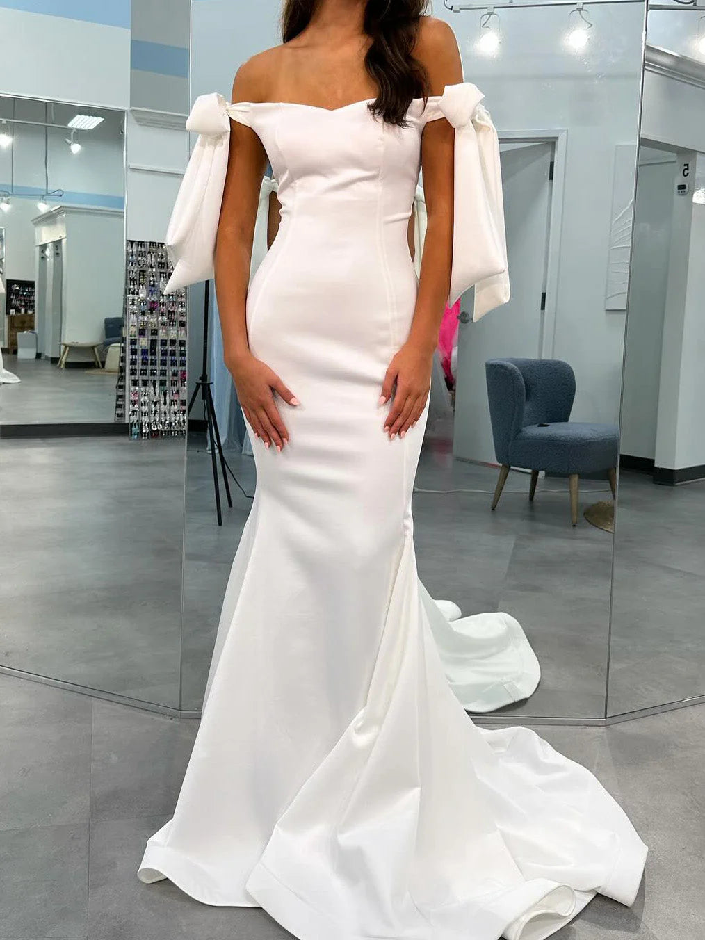 Hurry Before It'S Gone Classic Timeless Elegant Style Trumpet/Fishtail Off Shoulder Wedding Dress