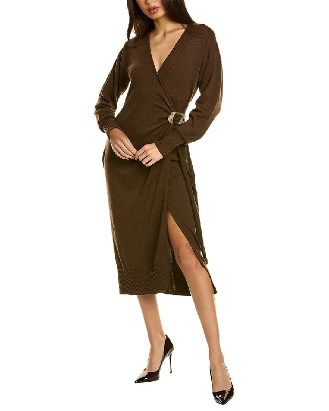 Sustainable Fashion Extravaganza Modern Romance ASTR the Label Mazzy Wool-Blend Wrap Midi Dress