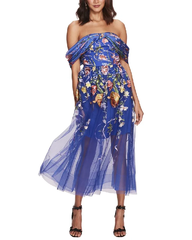 Trendy Looks On Sale Flowing Silhouette Marchesa Notte Mini Dress