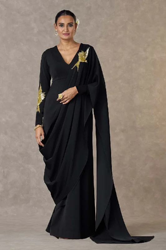 Flirty Fashion Discounts Classic Charm Black Son-Chidiya Embroidered Saree Gown